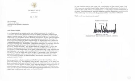 Lettera di Trump a Ursula von der Leyen: “Tariffe del 30% sui prodotti europei per un commercio più equo”